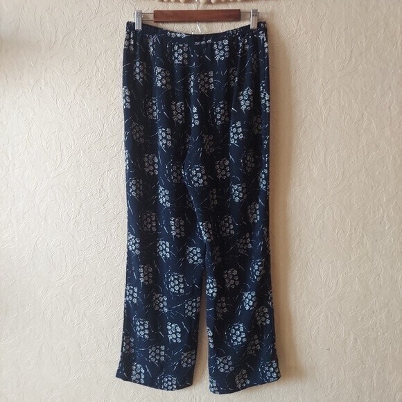 Vintage blue white floral high waist ankle pants - Picture 3 of 8